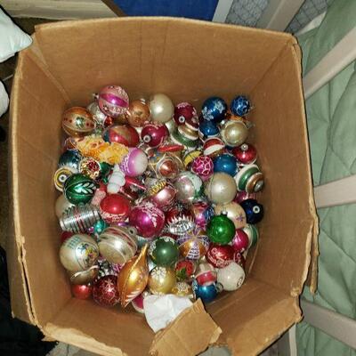 Large box of vintage Christmas ornaments!