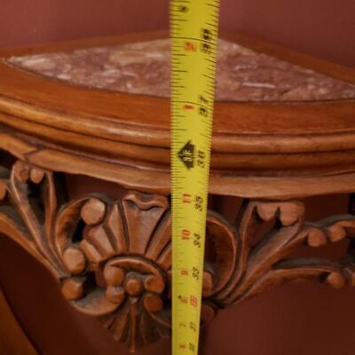 Small marble and wood end table/ plant stand