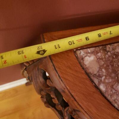 Small marble and wood end table/ plant stand