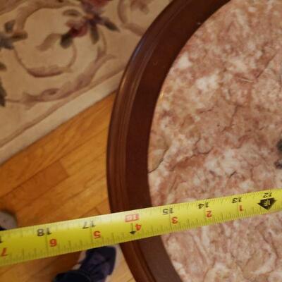Small wood and marble table/ pedestal 