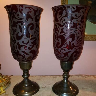 Two cranberry vases