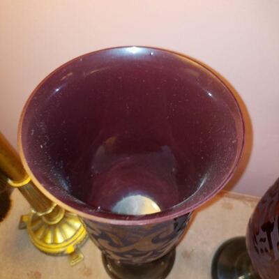 Two cranberry vases