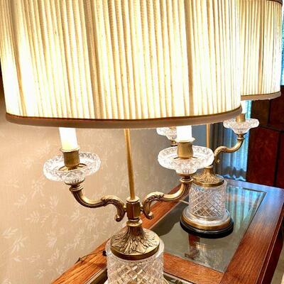 Lot 18  Pair of Vintage Crystal & Brass Table Lamps 