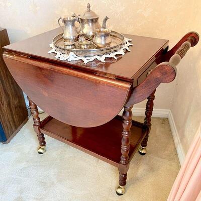 Lot 20  Drop Leaf RollingTea Cart 