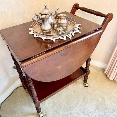 Lot 20  Drop Leaf RollingTea Cart 