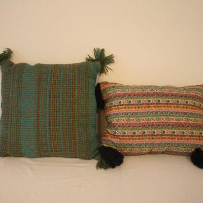 Lot #98: Lot of 2 Vintage Stripe Pattern Fringe Throw Pillows 