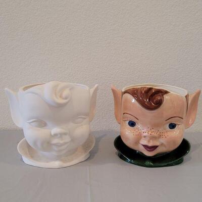 Lot 208:  (2) Fairy Head Planters (no drain holes)