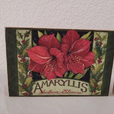Lot 216: New (2) Silvestri Flower Hanging Deco and Christmas Tree Wood Deco 