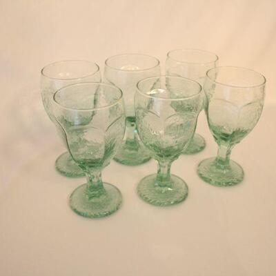 Lot #118: Libbey Chivalry Light Green Glass Water Goblets 