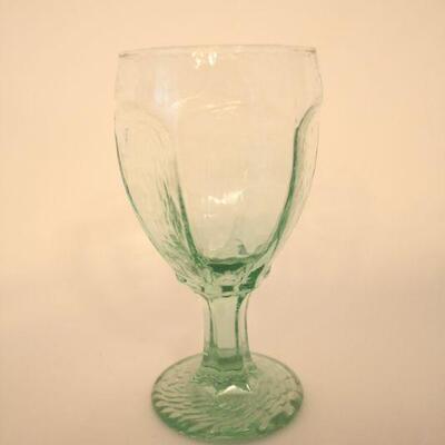 Lot #118: Libbey Chivalry Light Green Glass Water Goblets 