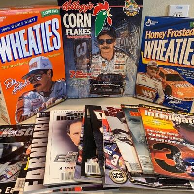 Dale sr and dale jr cereal, magazine and Coca Cola bottles lot