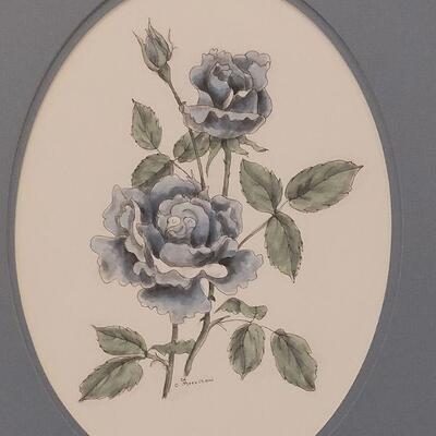 Lot 247: C. MORRISON Original Blue Roses Artwork