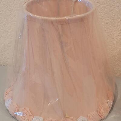 Lot 251: (2) New Pink Lamp Shades with Rose Trim