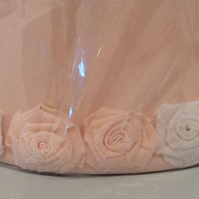Lot 251: (2) New Pink Lamp Shades with Rose Trim