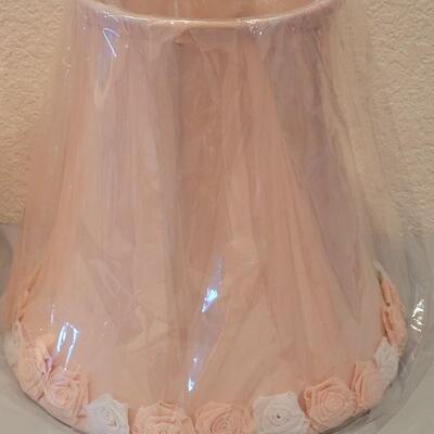 Lot 251: (2) New Pink Lamp Shades with Rose Trim