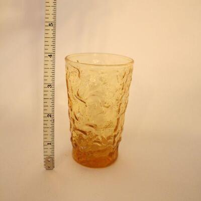 Lot #122: Vintage Seneca Driftwood Crinkle Glass Amber Tumblers 