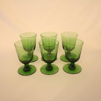 Lot #123: Vintage Green Wine Glasses 