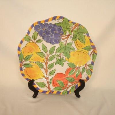 Lot #115: Vintage Trudeau Plastic Dinner Plates Fruits Pattern 22 Piece 