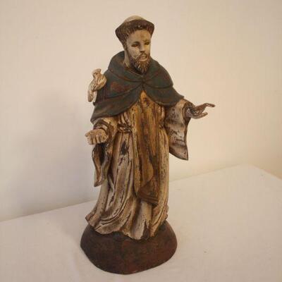 Lot #128: Saint Frances of Assisi Vintage Hand Carved Wood Statue