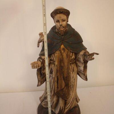 Lot #128: Saint Frances of Assisi Vintage Hand Carved Wood Statue