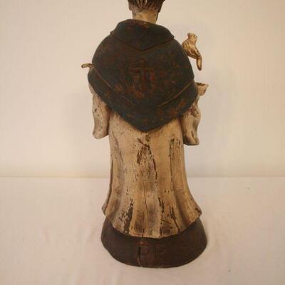 Lot #128: Saint Frances of Assisi Vintage Hand Carved Wood Statue