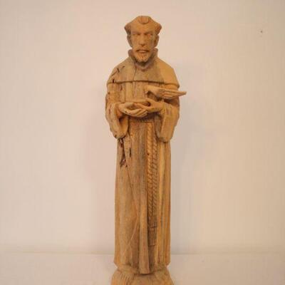 Lot #129: Vintage St. Francis Folk Art Carved Wood Statue