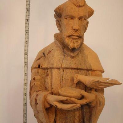 Lot #129: Vintage St. Francis Folk Art Carved Wood Statue