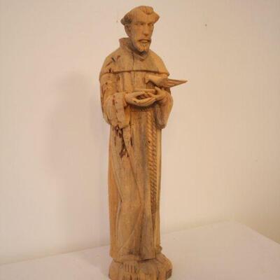 Lot #129: Vintage St. Francis Folk Art Carved Wood Statue