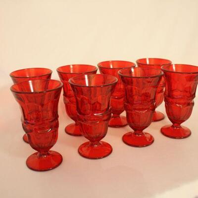Lot #121: Vintage Fostoria Jamestown Ruby Red Sundae Glasses 
