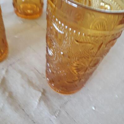 Six Vintage Amber Drinking Glasses