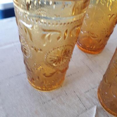 Six Vintage Amber Drinking Glasses