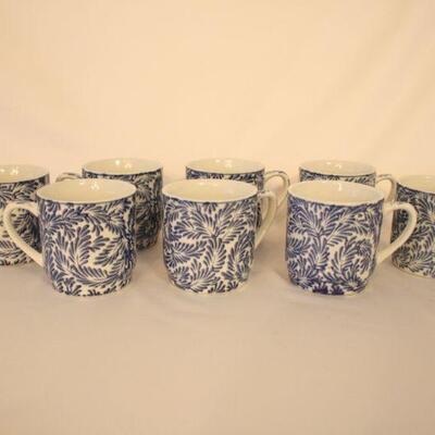 Lot #126: Vintage Pier One Porcelain Blue Floral Coffee Mugs 