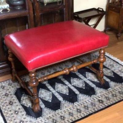 Red Leather Bench/Stool