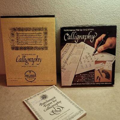 Lot 258: Vintage Calligraphy Set w/ Pen and Paper