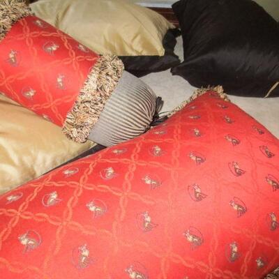 BR368 - (4) Large Sized Feather Accent Pillows for Bed + 2 Others