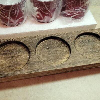Lot 280: Hallmark Tray Candle Holder w/ Candles UNUSED