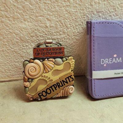 Lot 285: Assortment of New Pocket Mirrors and FOOTPRINTS Mini Book Keychain