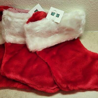 Lot 298: (3) New Christmas Plush Stockings