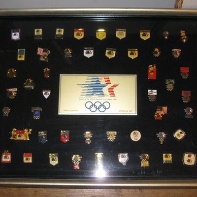 Lot D Los Angeles 1984 Olympic Pins 5 Sets Framed Sponsors 