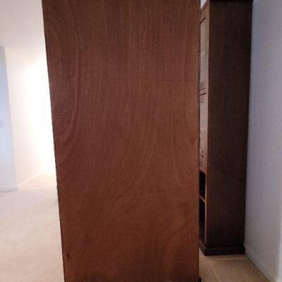 Lot 335: #1 Tall 3-Tier Display Cabinet w/ Sliding Doors 80" Ã— 33.5" Ã— 13.5"