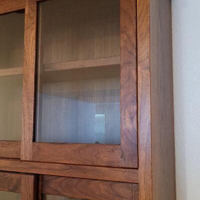 Lot 335: #1 Tall 3-Tier Display Cabinet w/ Sliding Doors 80" Ã— 33.5" Ã— 13.5"