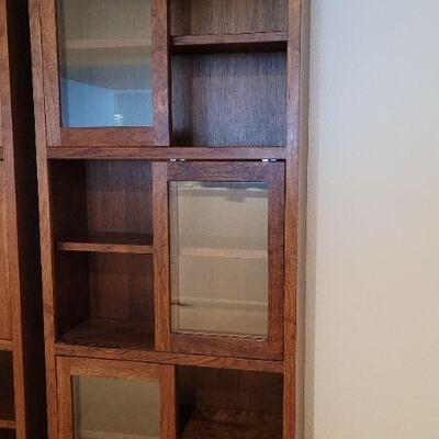 Lot 335: #1 Tall 3-Tier Display Cabinet w/ Sliding Doors 80" Ã— 33.5" Ã— 13.5"