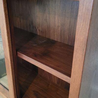 Lot 336: #2 Tall Vintage 3-Tier Display Cabinet w/ Sliding Doors 80" Ã— 33.5" Ã— 13.5"