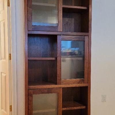 Lot 336: #2 Tall Vintage 3-Tier Display Cabinet w/ Sliding Doors 80" Ã— 33.5" Ã— 13.5"