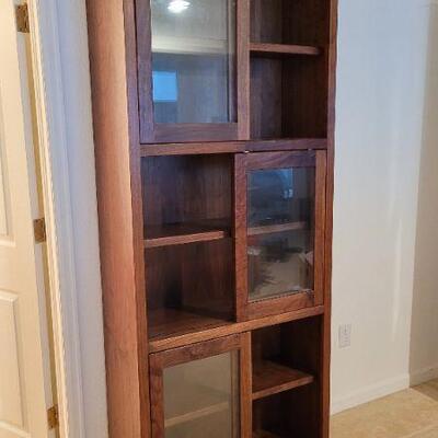 Lot 336: #2 Tall Vintage 3-Tier Display Cabinet w/ Sliding Doors 80" Ã— 33.5" Ã— 13.5"