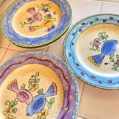 Lot 32  Partial Set of Dish Ware Designed by Sue Zipkin Birds & Bees 