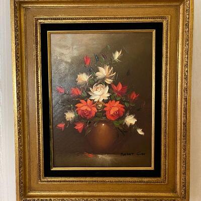 Lot 35  Studio Art Painting Floral Oil on Canvas Signed Robert Cox