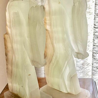 Lot 43  Vintage Pair of Tall Mexican Onyx Stone Horse Head Bookends