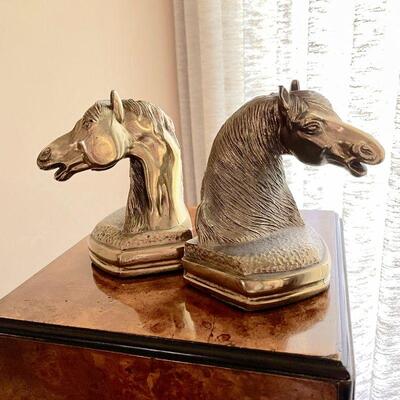 Lot 44  Pair of Horse Head Brass Book Ends
