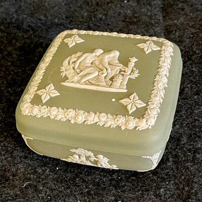 Lot 49  Vintage Green & White Jasperware Box 